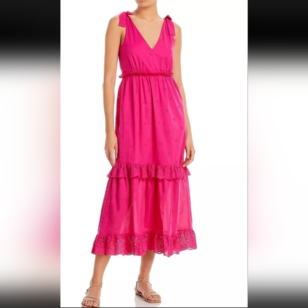 Aqua Eyelet Hot Pink  Dress